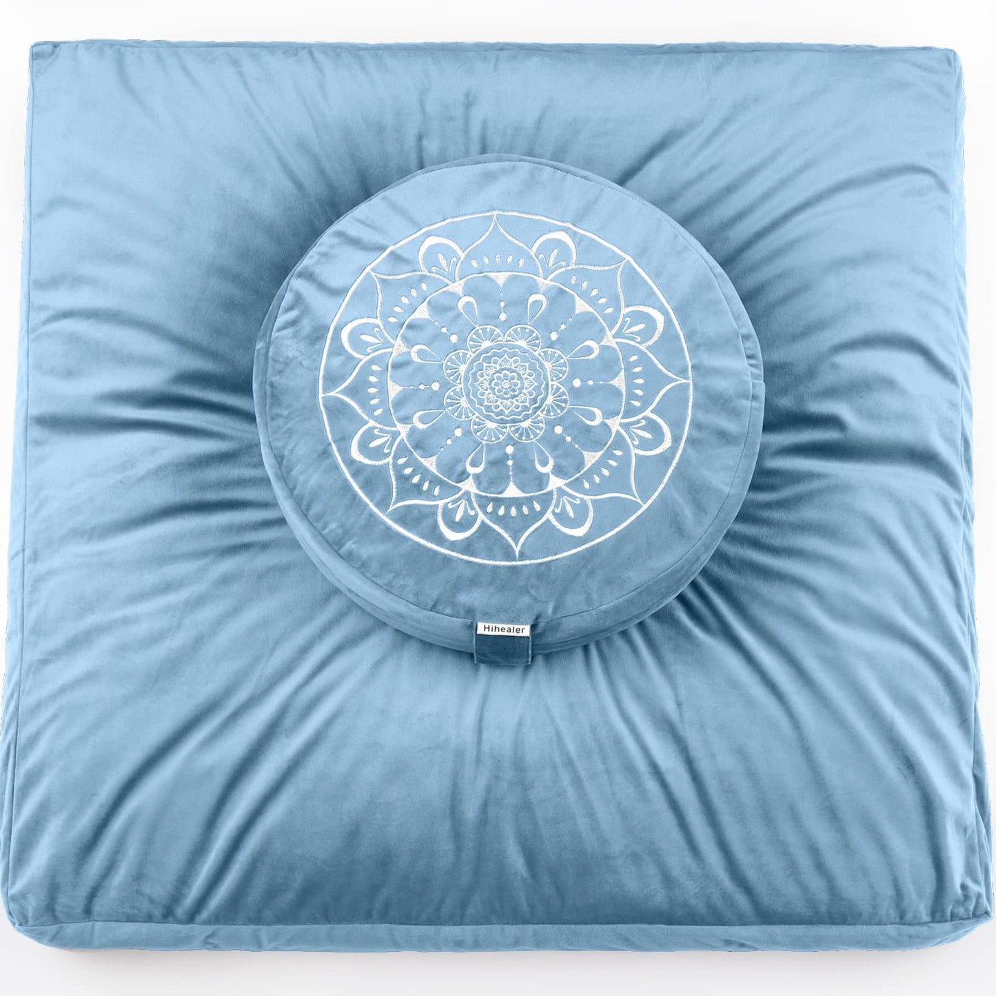 Hihealer Meditation Cushion, Traditional Tibetan Meditation Pillow Velvet Cover - Large Floor Cushion Seating for Adults - Yoga Buckwheat Bolster for Women、Moms
