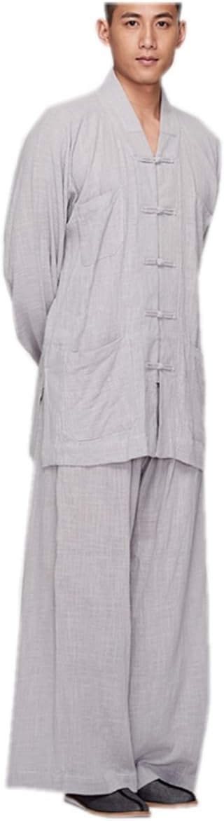 ZanYing Men Buddhist Monk Religion Sets Yoga Taichi Clothing Casual Suits