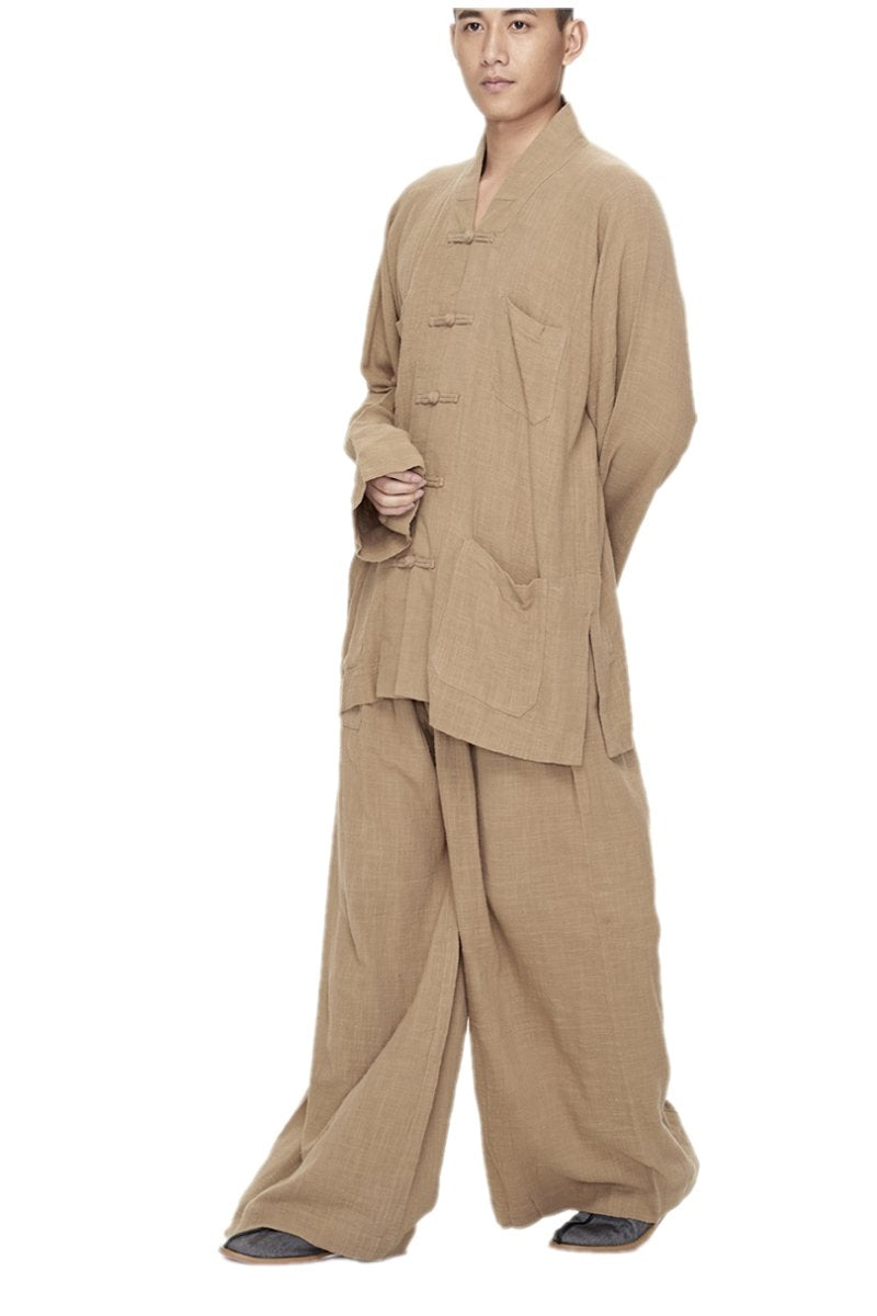ZanYing Men Buddhist Monk Religion Sets Yoga Taichi Clothing Casual Suits