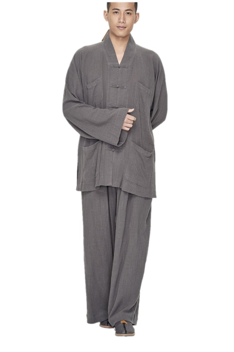 ZanYing Men Buddhist Monk Religion Sets Yoga Taichi Clothing Casual Suits