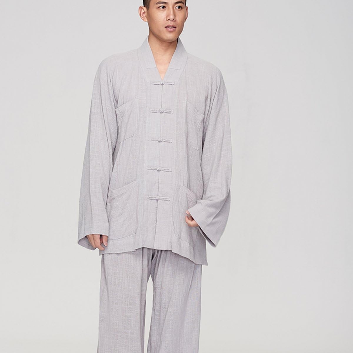ZanYing Men Buddhist Monk Religion Sets Yoga Taichi Clothing Casual Suits