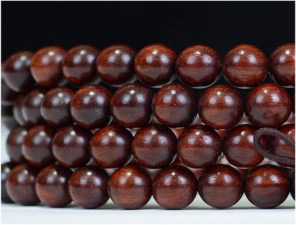 JAJAFOOK 6/8/10/12mm Unisex Mala Traditional 108 Beads Natural Red Sandalwood Bracelet Buddhist Meditation Prayer Beads Mala Necklace