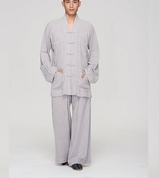 ZanYing Men Buddhist Monk Religion Sets Yoga Taichi Clothing Casual Suits
