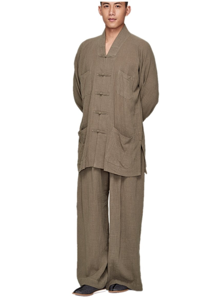 ZanYing Men Buddhist Monk Religion Sets Yoga Taichi Clothing Casual Suits