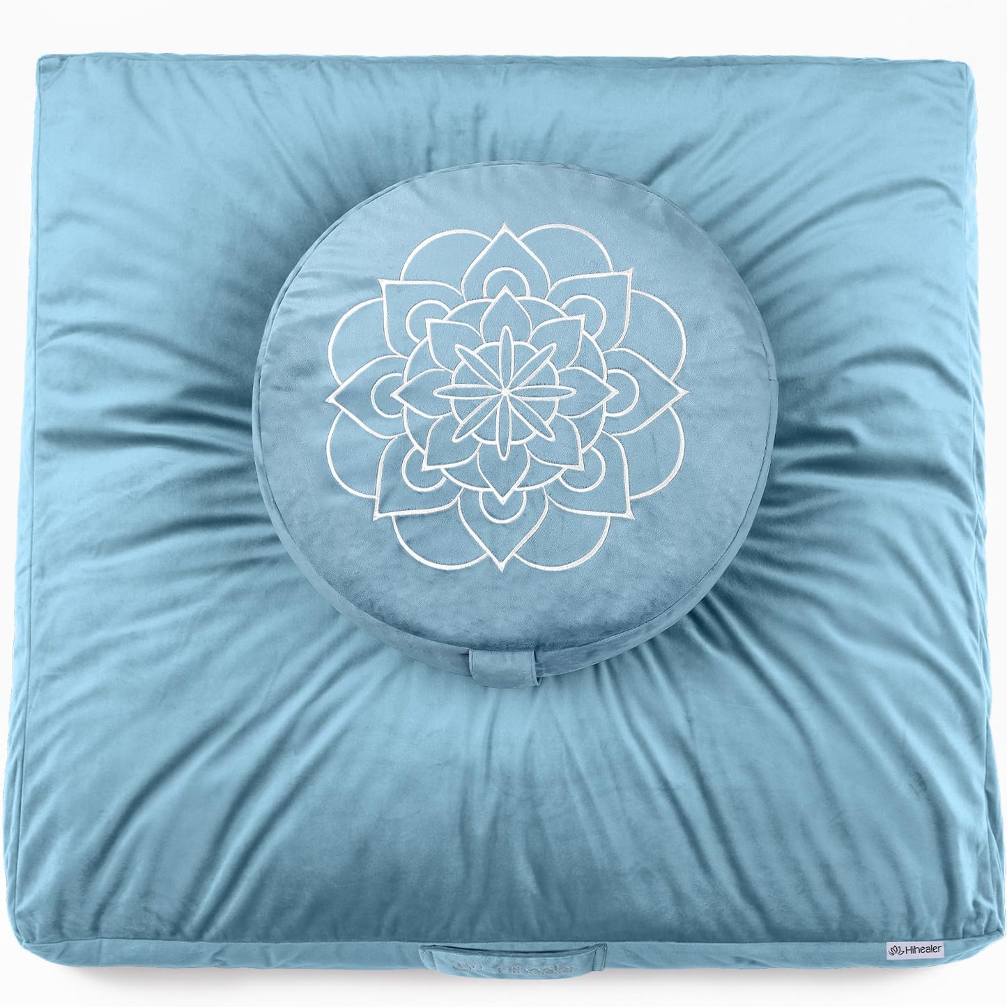Hihealer Meditation Cushion, Traditional Tibetan Meditation Pillow Velvet Cover - Large Floor Cushion Seating for Adults - Yoga Buckwheat Bolster for Women、Moms