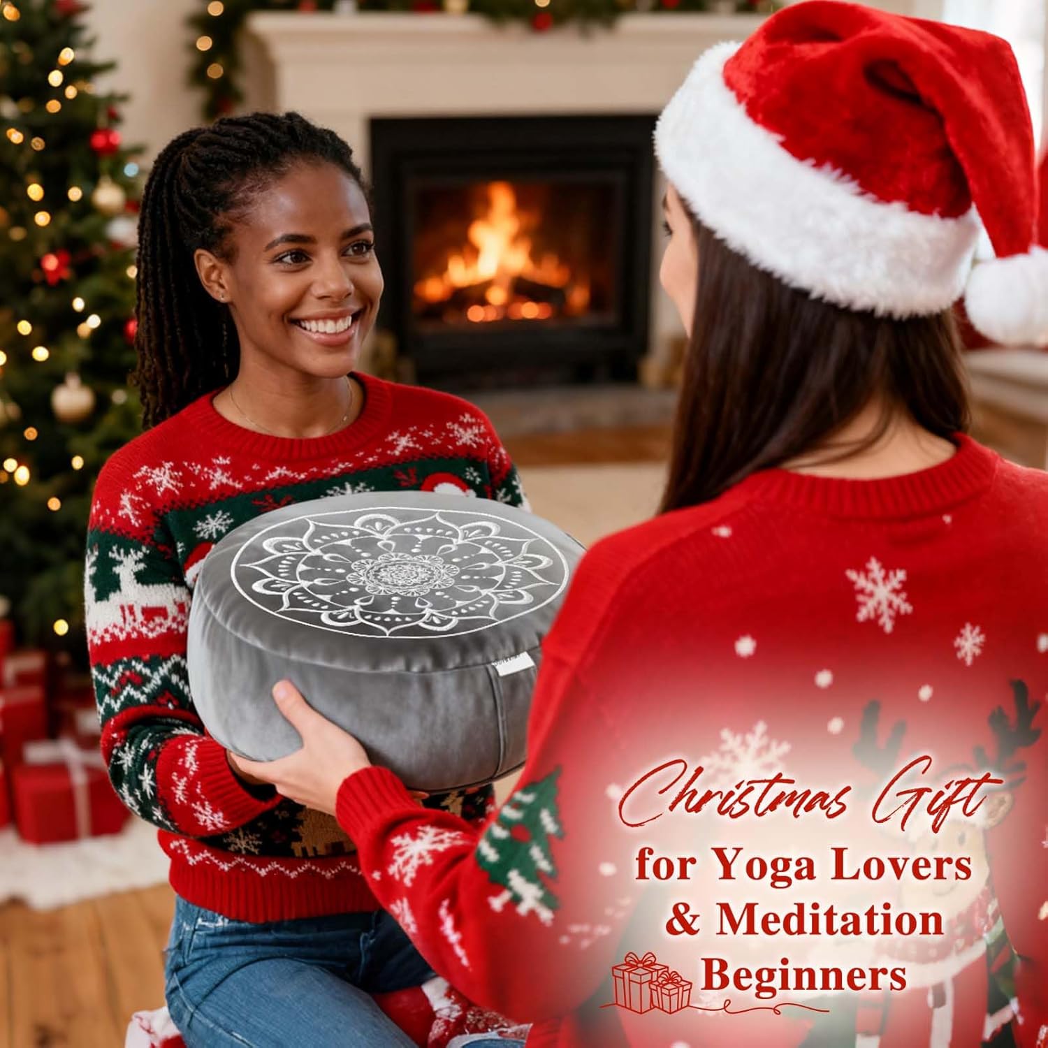 Hihealer Meditation Cushion, Traditional Tibetan Meditation Pillow Velvet Cover - Large Floor Cushion Seating for Adults - Yoga Buckwheat Bolster for Women、Moms